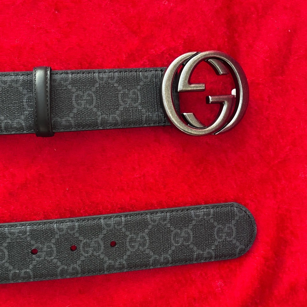 Gucci Black Monogram Men's Belt 95/38 - Picture 6 of 7